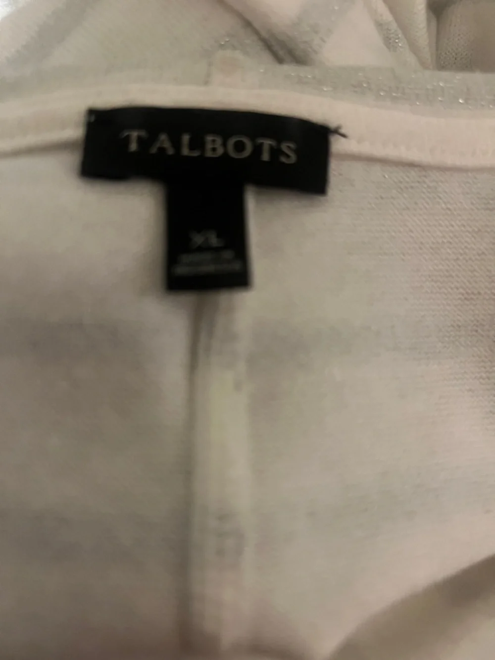 Talbots Cream and Light Gray Striped Short-Sleeve Top - Picture 2 of 2